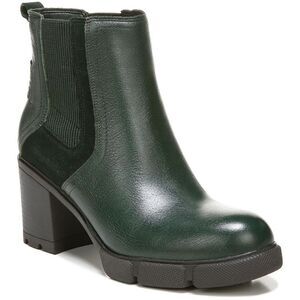 Naturalizer Womens Mindy Green Leather Block Heel Chelsea Boots Shoes NWT